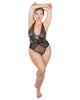Women's Alexandra Halter Plunge Leopard Print Bodysuit - thumbnail