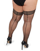 Plus Size Curvy Backseam Fishnet Thigh High Stocking - thumbnail