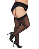 Back Seam/Cuban Heel Plus Size Curvy Thigh High Stocking - thumbnail
