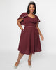 Unique Vintage Eggplant & Moon Embroidered Capelet Swing Dress - thumbnail