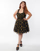 Unique Vintage Plus Size Black & Pumpkin Print Babydoll Dress - thumbnail