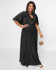 Smak Parlour Black Pleated Cape Maxi Dress - thumbnail