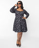 Unique Vintage Grey Bat & Moon Hello Gorgeous Flare Dress - thumbnail