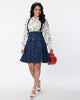 Unique Vintage Denim Suspender Flare Skirt - thumbnail