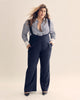 Unique Vintage Navy Wide Leg Suspender Pants - thumbnail