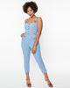 Unique Vintage Light Blue Rainbow Seamed Eartha Jumpsuit - thumbnail