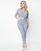 Unique Vintage Navy & White Gingham Bold Moment Jumpsuit - thumbnail