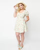 Unique Vintage 1940s Light Green Gingham & Peaches Flare Dress - thumbnail