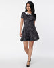 Unique Vintage Black & White Embroidered Spiderweb Margot Fit & Flare Dress - thumbnail