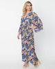 Unique Vintage Black & Blue Floral Wrap Maxi Dress - thumbnail