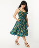 Unique Vintage Navy Jungle Print Shimmy & Shake Swing Dress - thumbnail