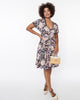 Unique Vintage Black & Pink Floral Flutter Sleeve Swing Dress - thumbnail