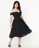 Unique Vintage Black Off Shoulder Swing Dress - thumbnail