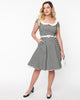 Unique Vintage Black Gingham Wide Collar Swing Dress - thumbnail