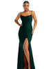 Cowl-Neck Open Tie-Back Stretch Satin Mermaid Dress with Slight Train - thumbnail