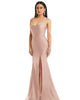 Square Neck Stretch Satin Mermaid Dress with Slight Train - thumbnail
