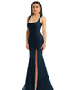 Square Neck Stretch Satin Mermaid Dress with Slight Train - thumbnail