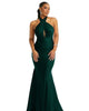 Criss Cross Halter Open-Back Stretch Satin Mermaid Dress - thumbnail