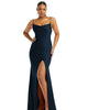 Cowl-Neck Open Tie-Back Stretch Satin Mermaid Dress with Slight Train - thumbnail