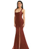 Square Neck Stretch Satin Mermaid Dress with Slight Train - thumbnail