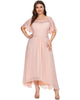 Boat Neck A-Line Midi Dress with Asymmetrical Hems - thumbnail