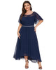 Boat Neck A-Line Midi Dress with Asymmetrical Hems - thumbnail
