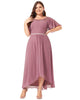 Boat Neck A-Line Midi Dress with Asymmetrical Hems - thumbnail