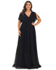 A-Line Pleated Chiffon Tie-Waist Evening Dress - thumbnail