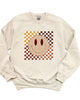 Fall Checkered Smiley Graphic Sweatshirt - thumbnail