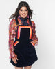 Smak Parlour Mod Daisy & Navy Ruffle Neck Blouse - thumbnail