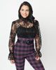 Unique Vintage Black Spiderweb Flocked Donna Blouse - thumbnail
