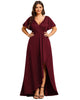 Glitter High-Low Front Side Slit Ruffled V-Neck Evening Dress - thumbnail