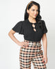 Unique Vintage Black Tie Neck Top - thumbnail