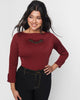 Unique Vintage Burgundy & Bat Cutout Gracie Top - thumbnail