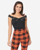 Unique Vintage Black & White Web Off the Shoulder Top - thumbnail