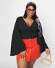 Smak Parlour Black Bell Sleeve Wrap Top - thumbnail