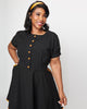Unique Vintage Black & Pumpkin Button Varsity Crop Cardigan - thumbnail