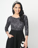Unique Vintage Black & White Spiderweb Scarlett Top - thumbnail