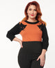Unique Vintage 1950s Burnt Orange & Black Cat Sleeve Minou Sweater - thumbnail