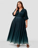 Pleat Bib-Front Ombre Print Crepe Maxi Dress - thumbnail