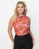Smak Parlour Orange Psychedelic Eye Roll Neck Tie Top - thumbnail