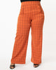 Unique Vintage Orange Windowpane High Waist Ginger Pants - thumbnail