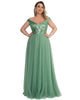 Sequin Off the Shoulder Maxi Tulle Evening Dress - thumbnail