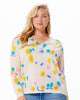 Frayed Printed Tie Dye V-neck - thumbnail