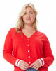 Cotton Cashmere Frayed Cardigan w/ Striped Cuff - thumbnail