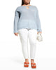 Cotton Cashmere Mesh Keyhole Boat Neck - thumbnail