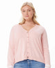 Cotton Cashmere Frayed Cardigan w/ Striped Cuff - thumbnail