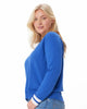 Cotton Cashmere Frayed Cardigan w/ Striped Cuff - thumbnail