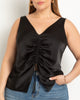 Shirred Front Satin Tank - thumbnail