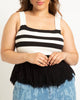 Striped Knitted Fringe Hem Tank - thumbnail